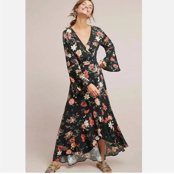 Farm Rio Brazil Summer Flower Wrap Maxi Dress - Picture 1 of 11
